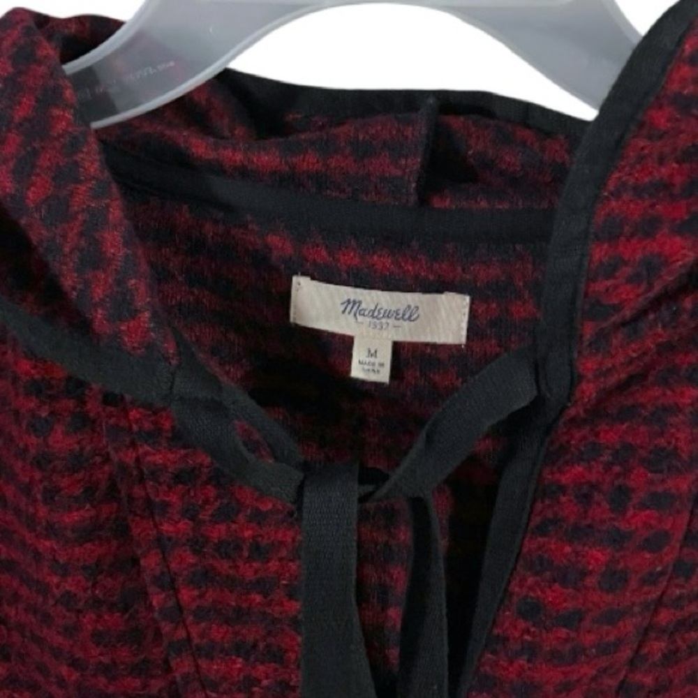 EUC Womens Madewell Brushed Houndstooth Hoodie Wool Blend Size M - Picture 4 of 6